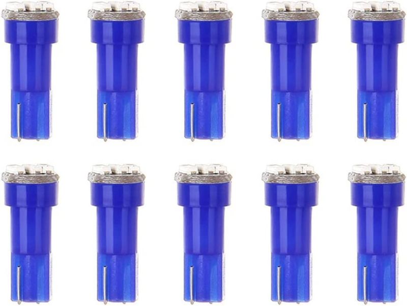 Photo 1 of 2 Sets - 10 Pack T5 73 Wedge 3-3014SMD Instrument Gauge Dash Light LED Bulbs (Blue) 