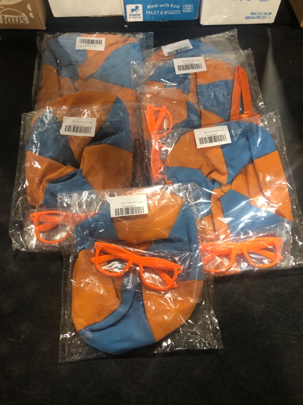 Photo 2 of Blippi Costume Roleplay Accessories, Perfect for Dress Up and Play Time - Includes Iconic Orange Bow Tie, Suspenders, Hats and Glasses, for Young Children and Toddlers - Roleplay 
