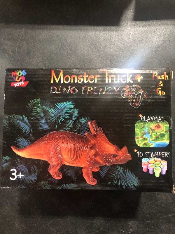 Photo 2 of Dinosaur Monster Trucks and Toy Dinosaurs for Boys and Girls - Pull Back Friction Power Dino Cars w/Lights, Sounds, 360° Rotation for Toddlers and Kids 3 4 5 6 7 Years Old