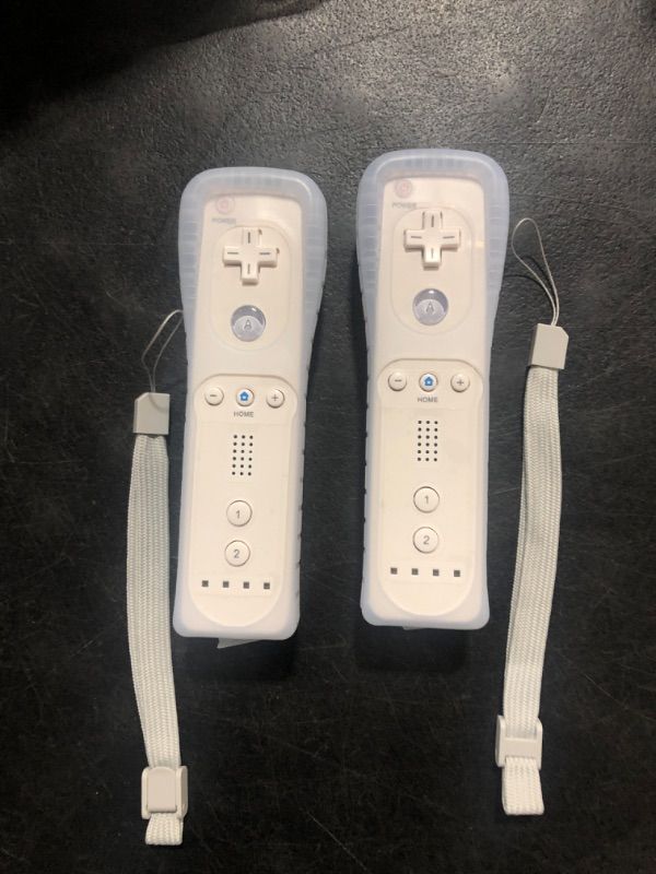 Photo 2 of Wii Controller 2 Pack, Wii Remote Controller, with Silicone Case and Wrist Strap, Remote Controller for Wii/Wii U, White