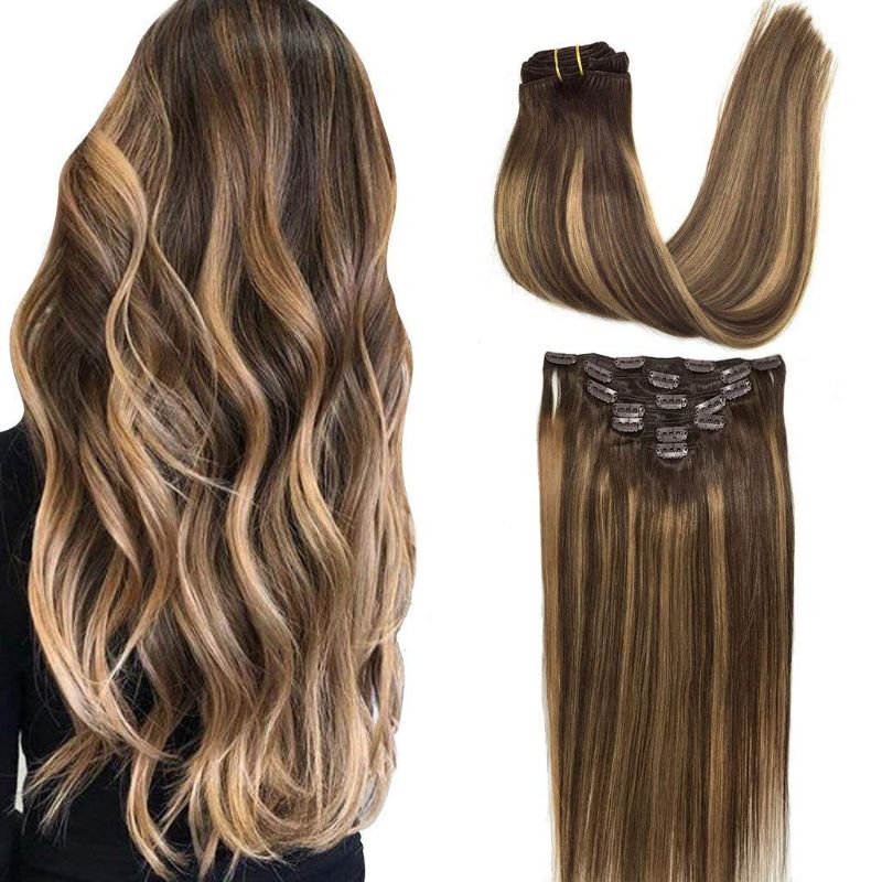 Photo 1 of 
GOO GOO Clip-in Hair Extensions for Women, Soft & Natural, Handmade Real Human Hair Extensions, Chocolate Brown to Caramel Blonde, Long, Straight...
Size:16 Inch-120g