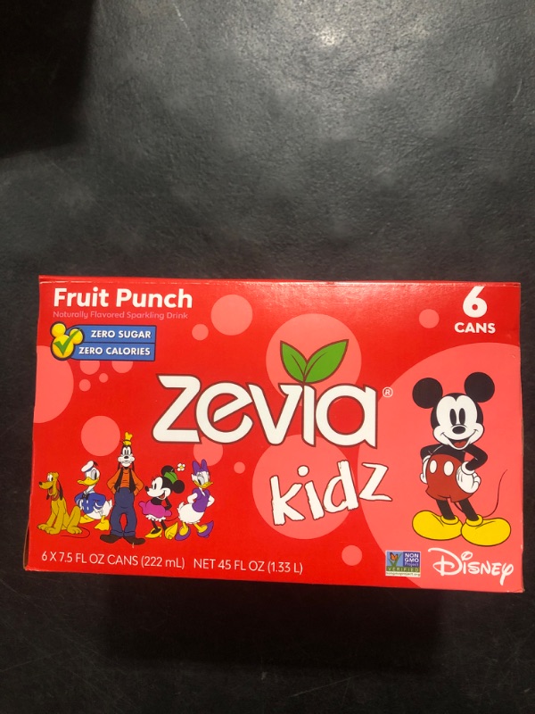 Photo 1 of Zevia Kidz Sparkling Drink, , 7.5 Ounce (Pack of 6) - Fruit Punch 