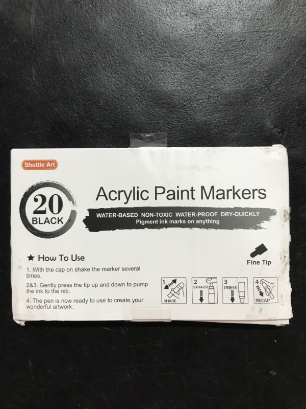 Photo 1 of 20 Black - Arcrylic Paint Markers - Shuttle Art 