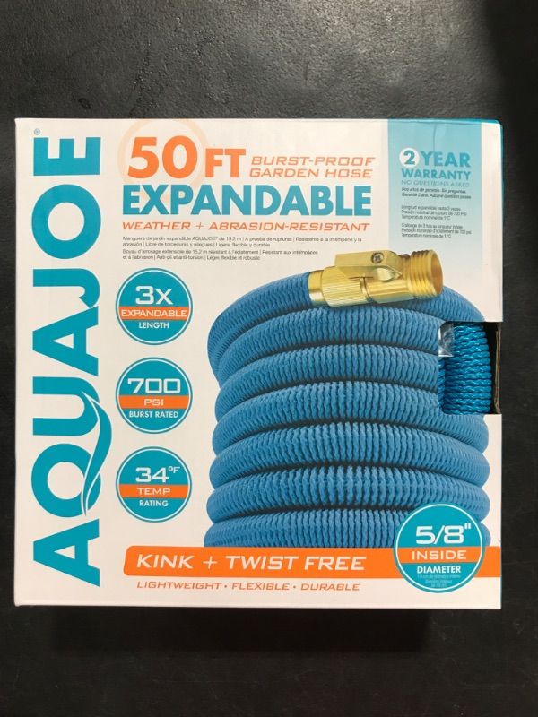 Photo 1 of  Aquajoe - 50 FT - Expandable - Kink + Twist Free - 5/8 Diameter - Hose - Lawn Outdoor 