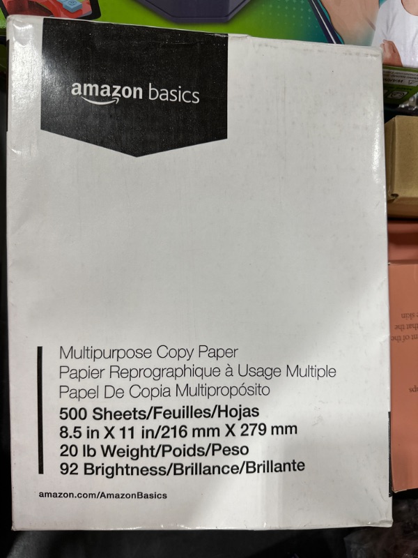 Photo 2 of Amazon Basics Multipurpose Copy Printer Paper, 8.5 x 11 Inch 20Lb Paper - 1 Ream (500 Sheets), 92 GE Bright White 1 Ream | 500 Sheets Multipurpose (8.5x11) Paper