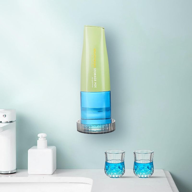 Photo 1 of 
XBSLPNCED Glass Mouthwash Dispenser for Bathroom with Wall-Mounted Cup Holder