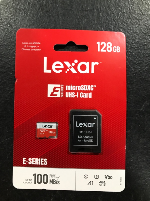 Photo 1 of Lexar 128GB Micro SD Card, microSDXC UHS-I Flash Memory Card with Adapter - Up to 100MB/s, A1, U3, Class10, V30, High Speed TF Card