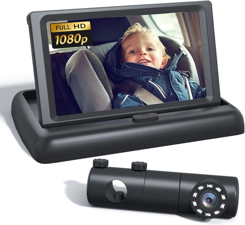 Photo 1 of Baby Car Camera, HD 1080P Display Baby Car Mirror with Night Vision Feature, 4.4inch Baby Car Monitor with Wide Clear View, Baby Car Seat Mirror Camera Rear Facing to Observe Baby's Every Move
