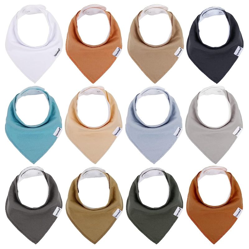 Photo 1 of Baby Bibs for Boys & Girls,Baby Bandana Drool Bibs for Teething and Drooling,Super Absorbent Cotton Baby Drool Bibs,12 Pack Solid Colors Bib Set
