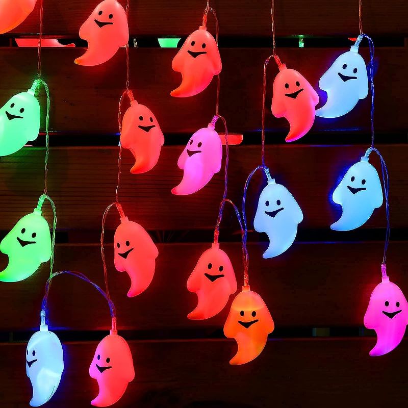 Photo 1 of TKYGU Halloween Festive Decoration Ghost Lighting Battery Powered Shaped LED String Light - 11.81 Feet Long, 30 LED, Multicolor Variable Fairy Lights Indoor Outdoor Party, Patio, Christmas Decoration