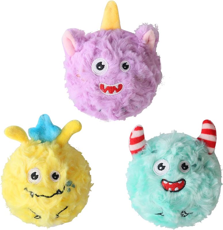 Photo 1 of 6 Pack Squeaky Dog Balls,2 in1 Funny Puppy Ball Toys,Birthday Dog Toy for Small Medium Dogs (Monster Ball)