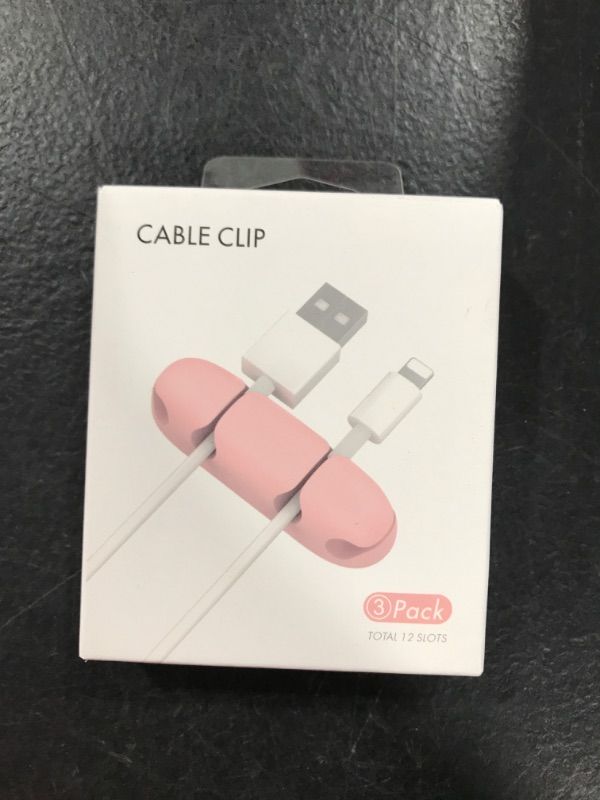 Photo 1 of 3 PK CABLE CLIP SILICONE PINK