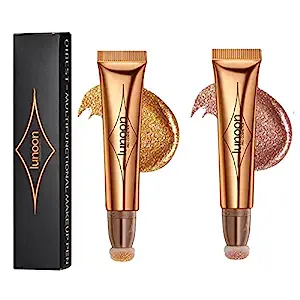 Photo 1 of 2 Colors Contour Beauty Wand, Liquid Face Concealer Contouring Highlighter Blusher Stick with Cushion Applicator, Blendable Super Silky Cream Contour Stick,Long Lasting Smooth Natural Matte Finish (05# + 06#) PACK OF 2