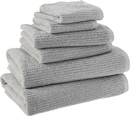 Photo 1 of Amazon Aware 100% Organic Cotton Ribbed Bath Towels - 6-Piece Set, Light Gray