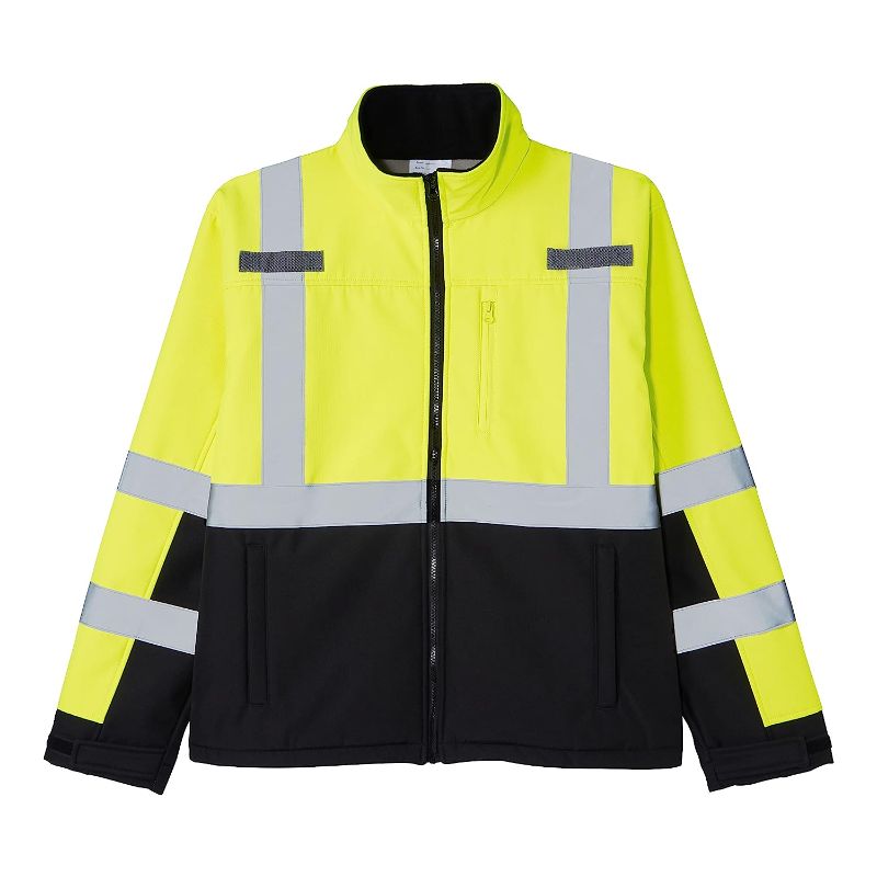 Photo 1 of AmazonCommercial Safety Jacket, Lime/Black, X-Large Size X-Large Lime/Black