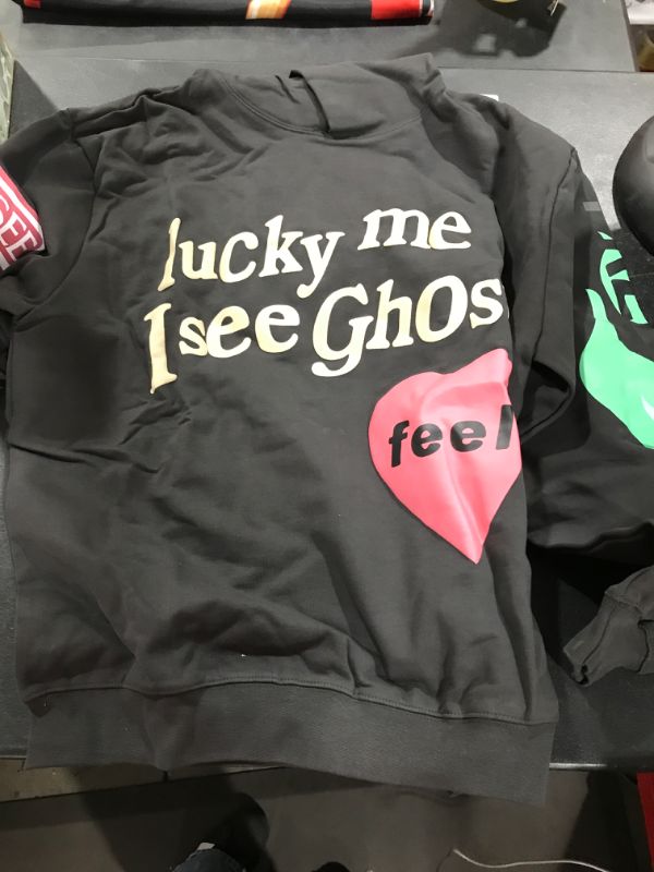 Photo 1 of AONUOWE Unisex XXL Hoodie Lucky Me I See Ghosts Hoodie Hip Hop Sweatshirts Couple Pullover Tops