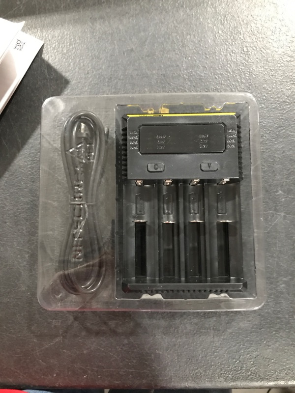 Photo 1 of NITECORE New i4 battery Charger For Li-ion / IMR / Ni-MH/ Ni-Cd 18650 18350 16340 RCR123 14500 AA AAA D C w/ Ac and 12V DC (Car) power cords, EdisonBright BBX3 battery box, 2 X AA to D type batteries