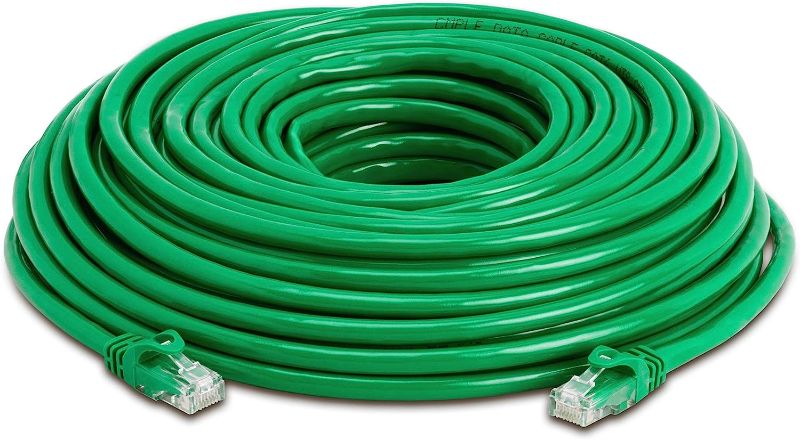 Photo 1 of Cmple - High Speed Cat 6 Cable - 10 Gbps Network Cable, Cat6 Ethernet LAN, Gold Plated RJ45 Connectors – 75 Feet Green 