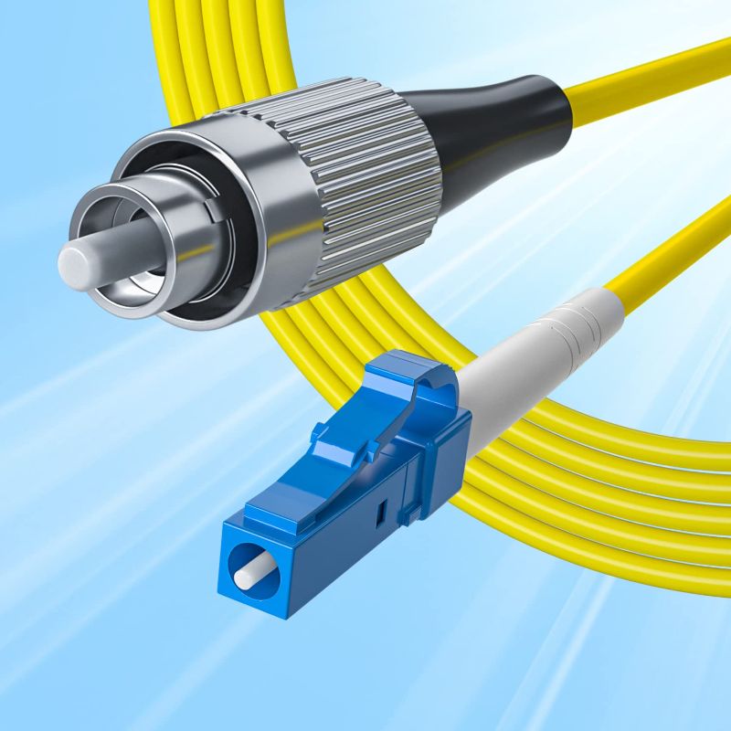 Photo 1 of 10Gtek Simplex Fiber Patch Cable - LC to FC Single-Mode Fiber Optic Cord Jumper, SMF, 9/125?m, Yellow, 3-Meter(9.8-ft)
