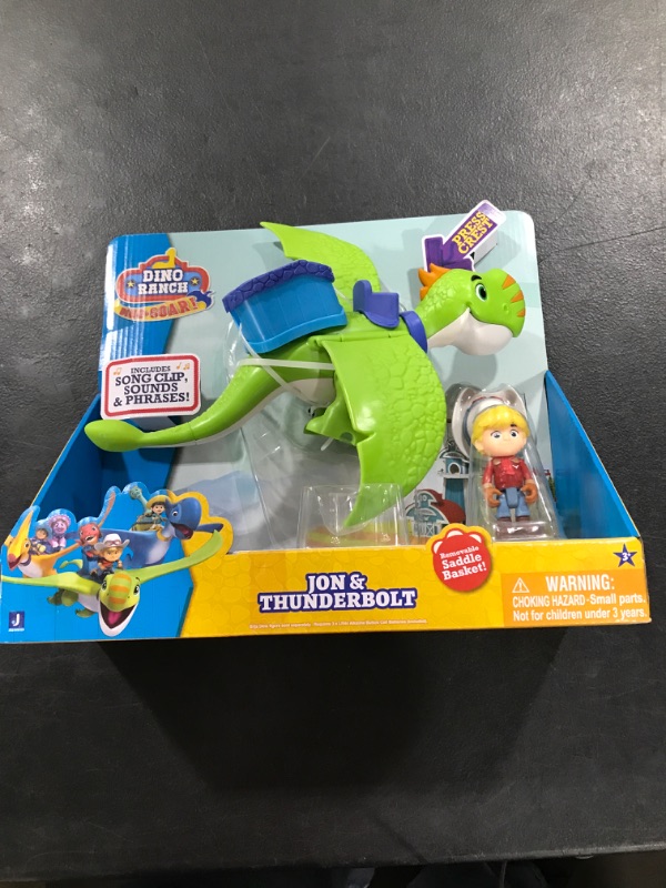 Photo 2 of Dino Ranch Jon and Thunderbolt - 3-Inch Jon Figure with 12-Inch Flying Dino Figure - Sounds - Toys for Kids - Ages 3+