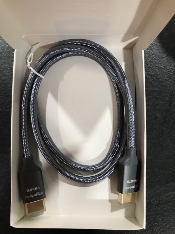 Photo 2 of Amazon Basics High-Speed HDMI Cable (48Gbps, 8K/60Hz ) - 3 Feet, Dark Gray 1 Dark Gray 3 Feet