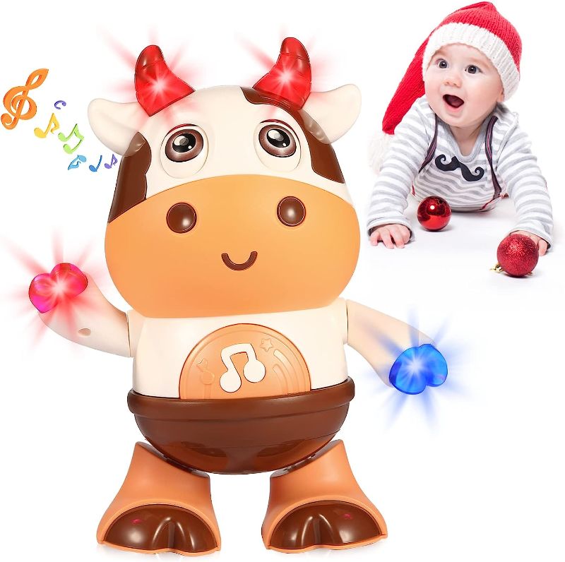 Photo 1 of ERBIQ Baby Cow Toys 6 to 12 Months Swing & Musical Light Infant Toys, Baby Tummy Time Toys 12-18 Months for Dancing Walking, Cow Toy Boys Girls Birthday Gifts Toddler Age 1-3 