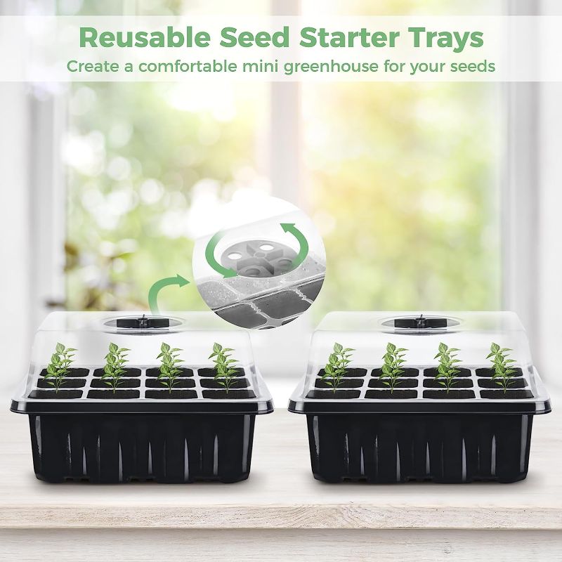 Photo 1 of 40Pcs Seed Starter Trays Kit, Reusable Seed Starting Trays with Humidity Domes and Drain Holes, 240-Cell Plant Growing Propagation Trays, Transparent Seed Starters for Greenhouse & Gardens 