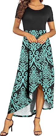 Photo 1 of AYIFU Womens Summer Short Sleeve Dresses High Low Maxi Casual Flowy Trendy Dress Size XXL