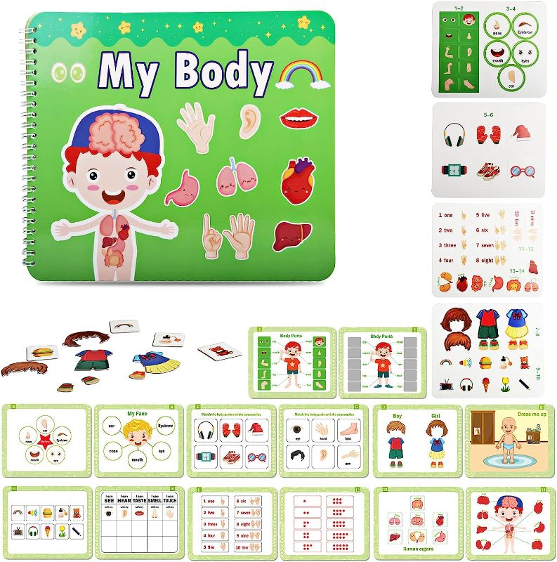 Photo 1 of Montessori Toys for Toddlers, Body Learning Toys for Kids Toddlers, Learning Binder Sturdy Book Toddler Activity Educational, Early Learning Toys Book for 2 3 4 Year Old Boys & Girls