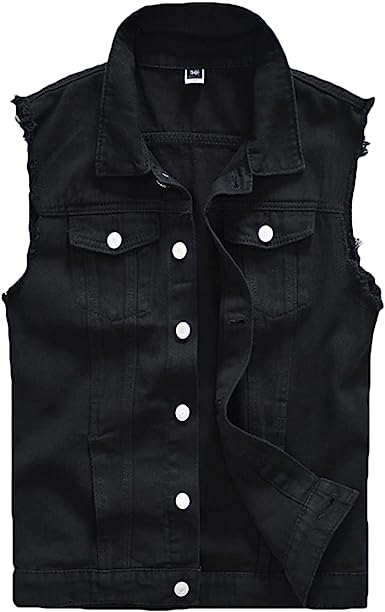 Photo 1 of  Casual Slim Fit Denim Vest Vintage Sleeveless Jeans Vest Jacket---MED