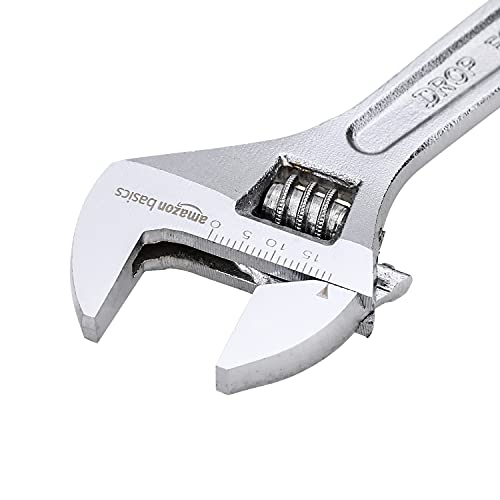 Photo 1 of Amazon Basics Adjustable Wrench with Inch/Metric Scale, Chrome-Plated, 6-Inch (150mm)