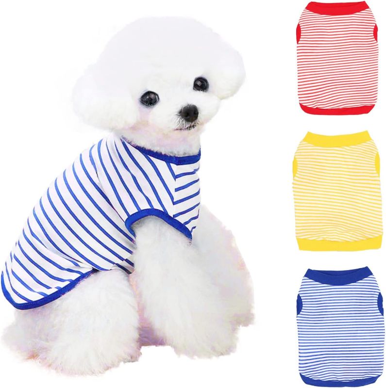 Photo 1 of 3 Pack Small Medium Dog T Shirt for Dogs Clothes for Small Dogs Tshirts Puppy Breathable Tshirt Striped Dog T Shirts for Dogs Clothes for Boys Girls
