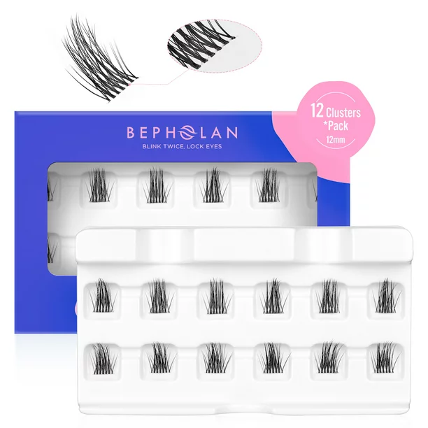 Photo 1 of 2 PACK BEPHOLAN 12 Cluster 12mm Length Individual Cluster Eyelashes, At Home DIY Eyelashes Extension,Featherlight Synthetic Lashes,Reusable(705 12mm)
