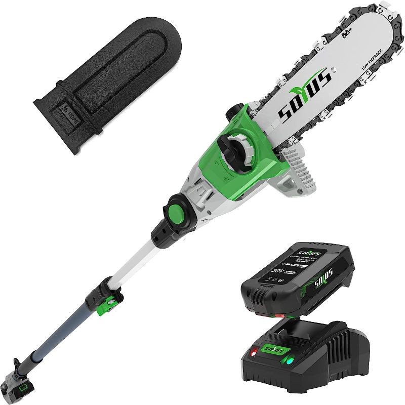 Photo 1 of SOYUS Cordless Pole Saw, Telescoping Electric Pole Chain Saw Auto Oiling, 2.0Ah Battery,Multi-Angle Pole Chainsaw for Branch Cutting & Tree Trimming
