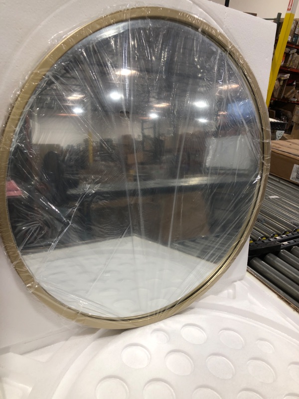 Photo 2 of ZENIDA Round Wall Mirror, 24-inch Large Circle Mirror, Gold Metal Frame