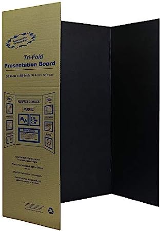 Photo 2 of Black Tri-Fold Presentation Board 36" x 48" Corrugated Tabletop Display Exhibition Board Lightweight and Portable with Smooth Surface Great for School Projects and Business presentations - by Emraw 1