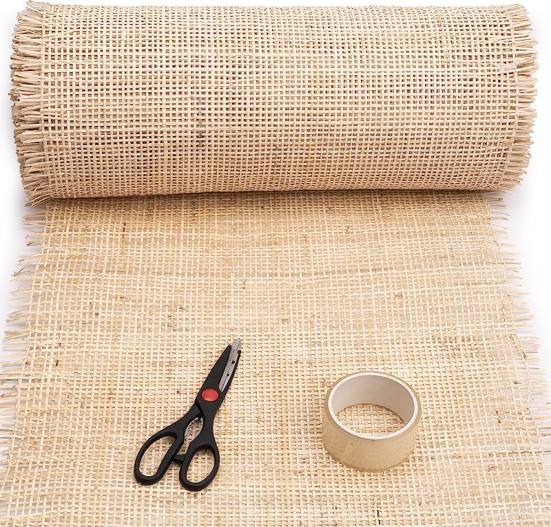 Photo 1 of 18" Width Square Cane Webbing- 18" x 3 Ft Sheet - Rattan Cane Webbing Roll -Caning Material for Chairs, Cabinet, Door -Open Weave Wicker Woven Rattan Sheets - Cane Fabric (3 FEET)