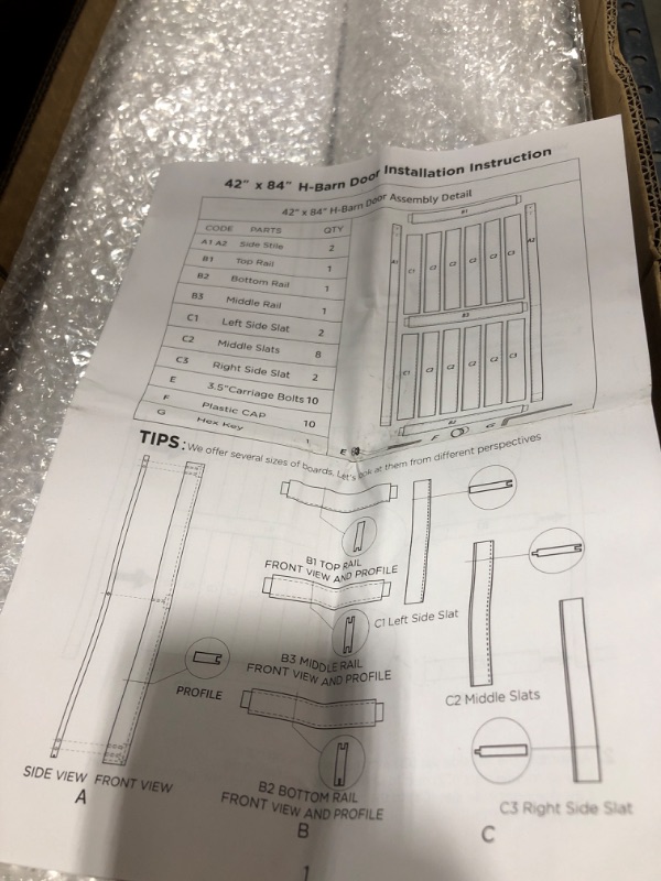 Photo 3 of 48''x84'' Sliding Barn Door with 8 Ft Barn Door Hardware Kit& Handle& Floor Guides,Pre-Drilled Holes Easy Assembly - Include Installation Manual, Water-Proof PVC Surface, H-Frame, White