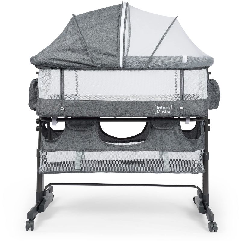 Photo 1 of  3 in 1 Baby Bassinet, Upgraded Beside Crib with 360° Highly Visible Mesh wall, Comfy Co-sleeper Bassinet with mattress, 5 Level Adjustable Height, Foldable & Portable BabyTravel Crib for Newborn, Grey 