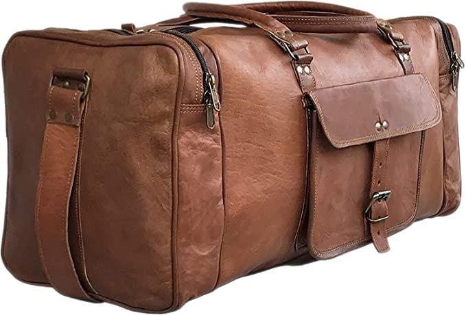 Photo 1 of 24 Inch Genuine Leather Duffel | Travel Overnight Weekend Leather Bag | Sports Gym Duffel for Men (25 inch)

