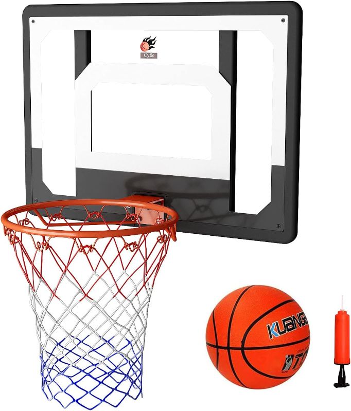 Photo 1 of Cyfie Wall Mount Basketball Hoop Sets Over The Door, 32’’x 23“ Large Indoor Basketball Games for Kids Adults, Outdoor Basketball Playset with Balls for Home Office
