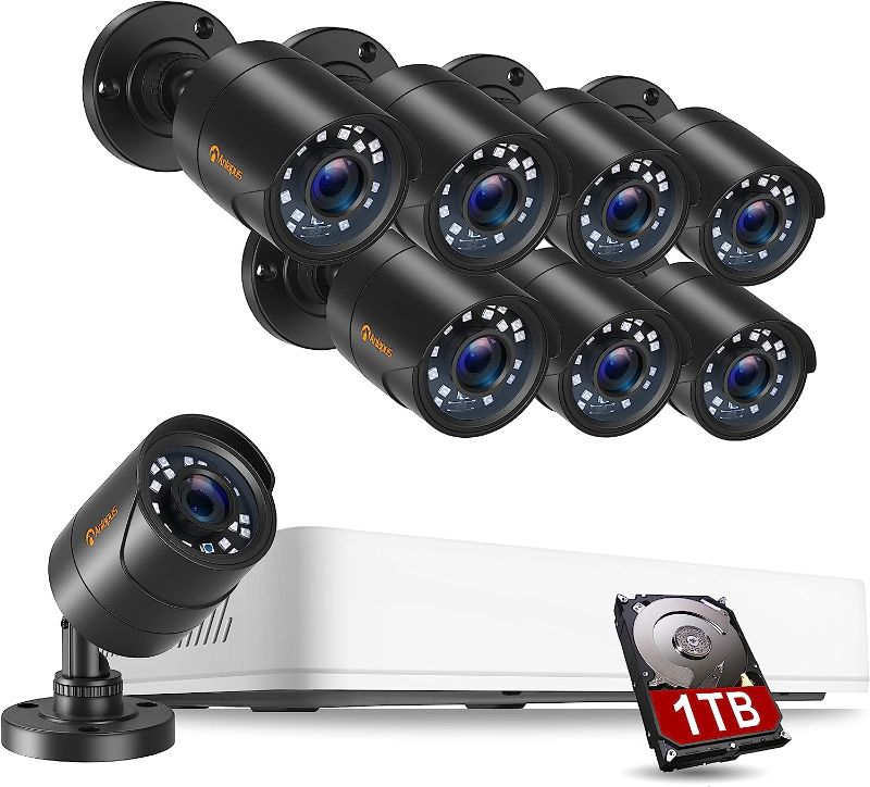 Photo 1 of Anlapus 8CH 1080p Home Security Camera System Outdoor, 8 Channel 5MP Lite CCTV DVR Recorder with 8pcs 2MP Weatherproof Surveillance Bullet Cameras 1TB Hard Drive Included
