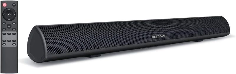 Photo 1 of 80Watt 34Inch Sound bar, Bestisan Soundbar Bluetooth 5.0 Wireless and Wired Home Theater Speaker (DSP, Bass Adjustable, Optical Cable Included, Worry-Free 90-Day Trial)
