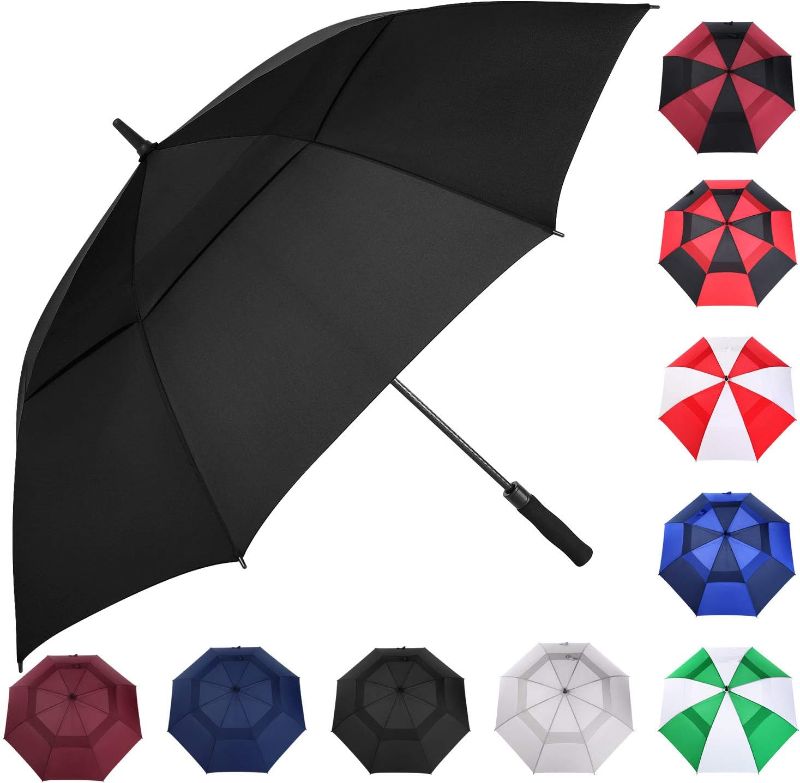 Photo 1 of Automatic Open Golf Umbrella, Extra Large Oversize Double Canopy Vented Windproof Waterproof Stick Umbrellas for Rain