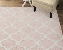 Photo 1 of Pink/White Patterned Wood Floor Rug SMALL SZ 