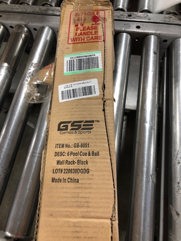 Photo 1 of GSE Billiard Pool Cue Stick Hanging Wall Mounting Rack Only, Holds 6 Pool Cue Stick, Billiard Ball Racks and Full Set of Pool Balls (Black) 6-Cue Wall Mounting Rack Black