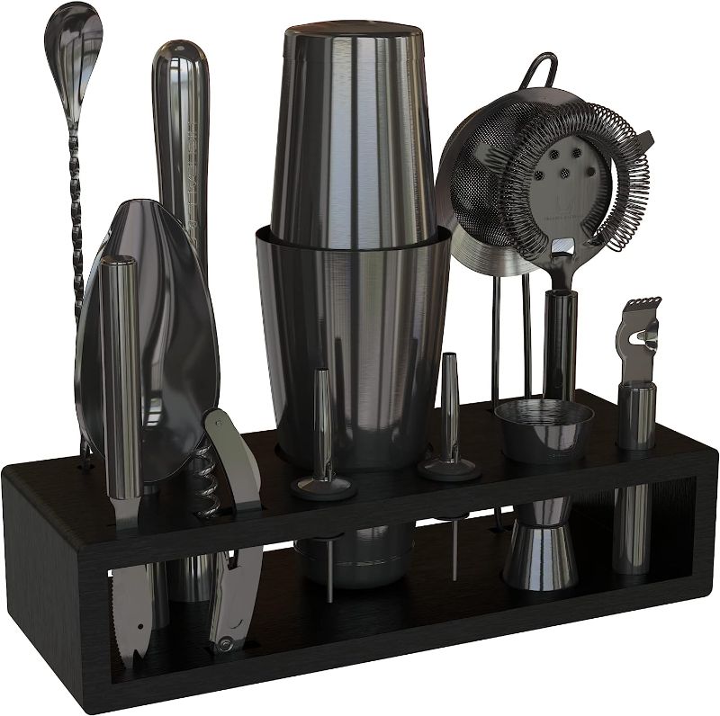 Photo 1 of 13-Piece Boston Cocktail Shaker Bar Set Gunmetal Plated Bartender Kit Cocktail Shaker Set Black Cocktail Kit with Mixology Bartender Kit Bar Accessories Bartending Kit Cocktail Set With Shaker