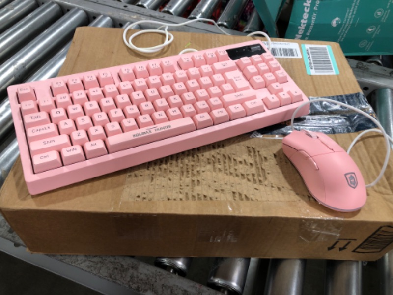 Photo 2 of RGB Pink Gaming Keyboard and Mouse Combo,87 Keys Gaming Keyboard Wired RGB Backlit Gaming Keyboard Mechanical Feeling with RGB 7200 DPI Pink Gaming Mouse Set for PC MAC PS4 Xbox Laptop
