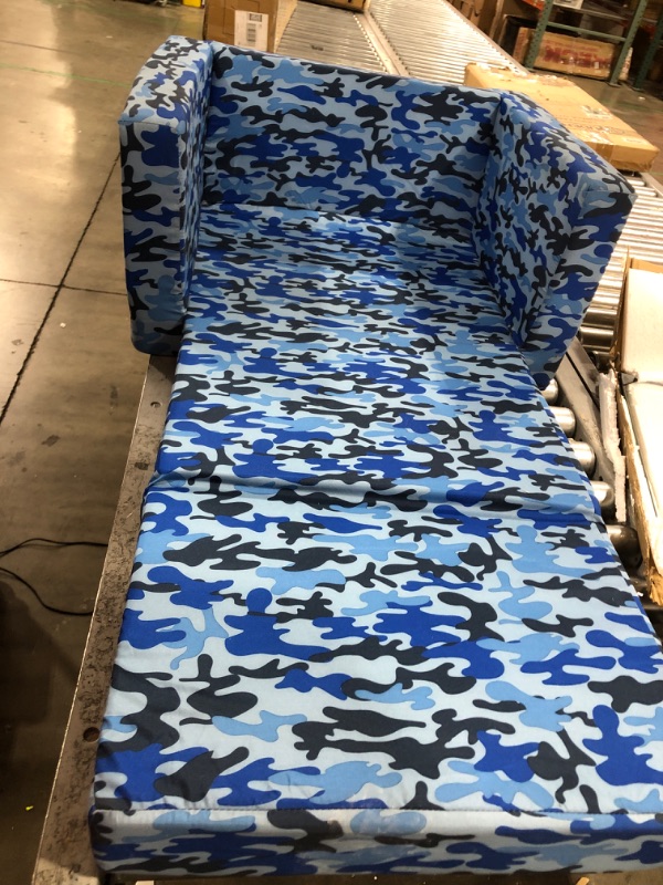 Photo 3 of Delta Children Cozee 2-in-1 Convertible Sofa to Lounger - Comfy Flip Open Couch/Sleeper for Kids, Blue Camo
