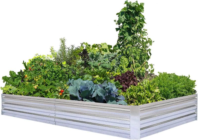 Photo 1 of  Galvanized Raised Garden Beds for Vegetables Large Metal Planter Box Steel Kit Flower Herb, 8x3x2ft